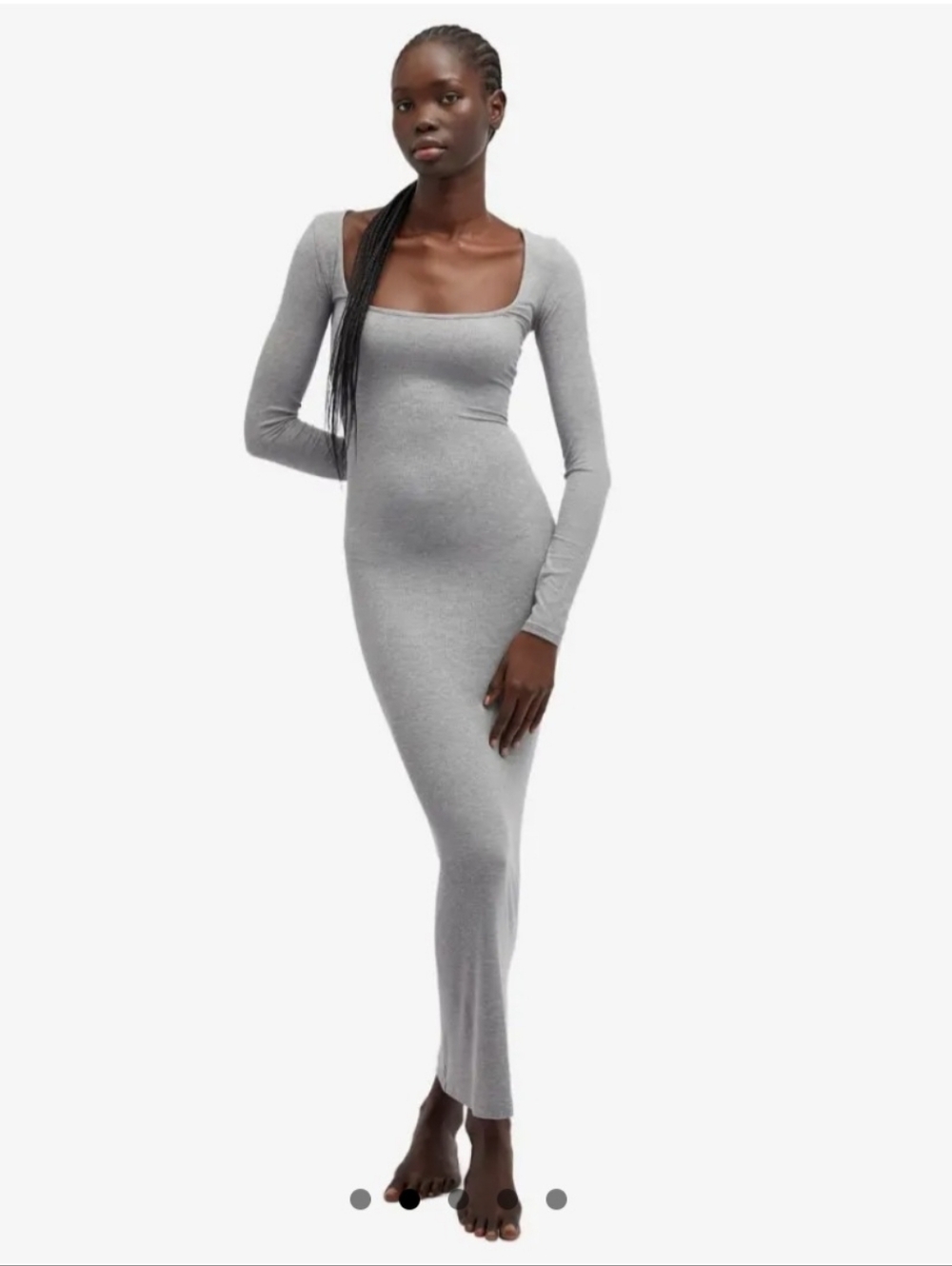NWT Skims Soft Lounge Long Sleeve Maxi  Dress In Heather Gray Size 2XL